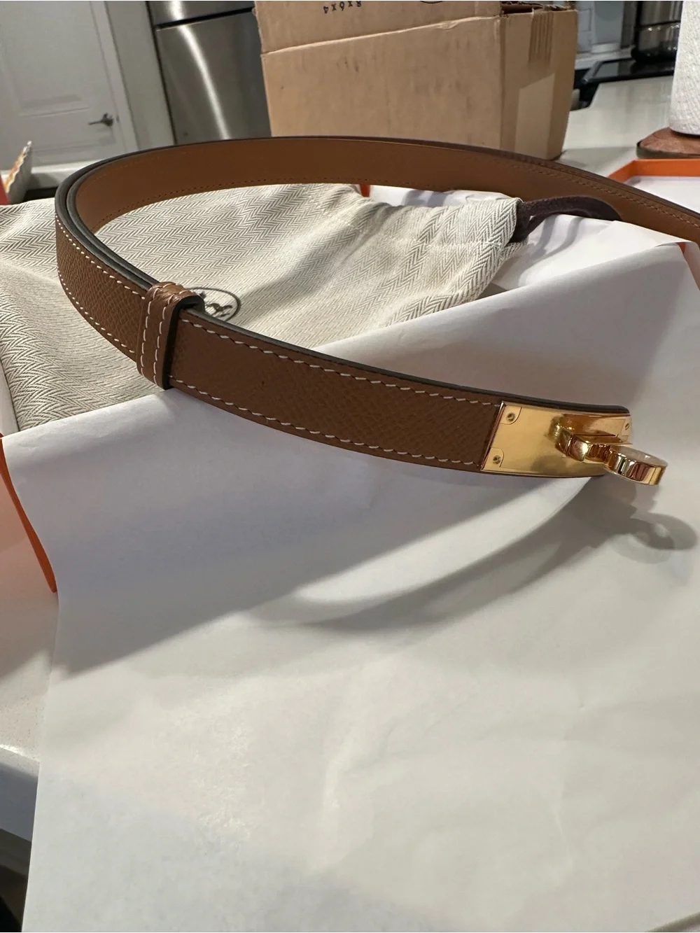 Hermes Orange Gift Box with Branded Ribbon